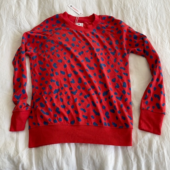 Sundry Raglan Redblue Cheetah Print 